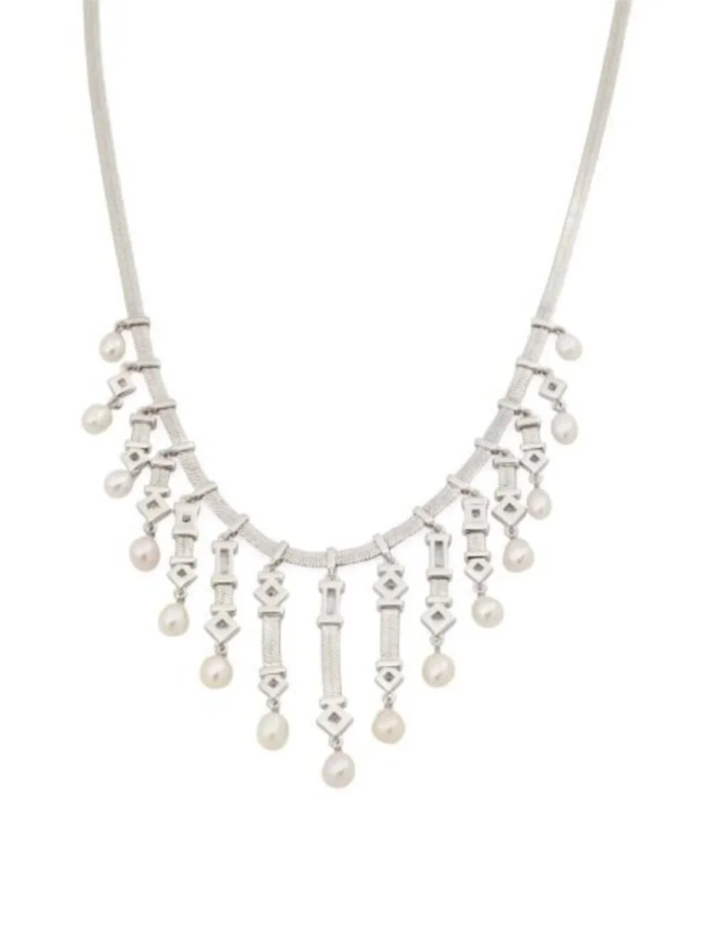 KENDRA SCOTT Silver Gracie White Mix Statement Necklace